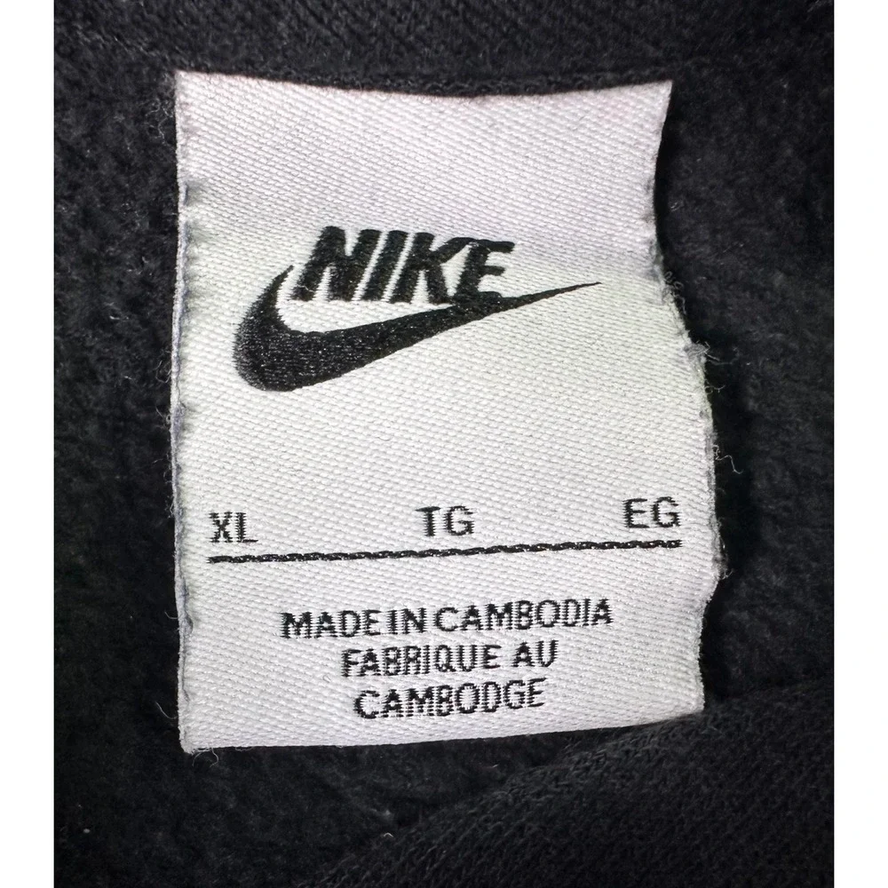 Nike Sportswear Club Fleece Hoodie Mens‎ XL Black Pullover White Swoosh Athletic